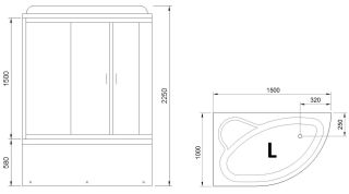 Душевой бокс Royal Bath ALP левый стекло матовое 150x100см RB150ALP-C-L